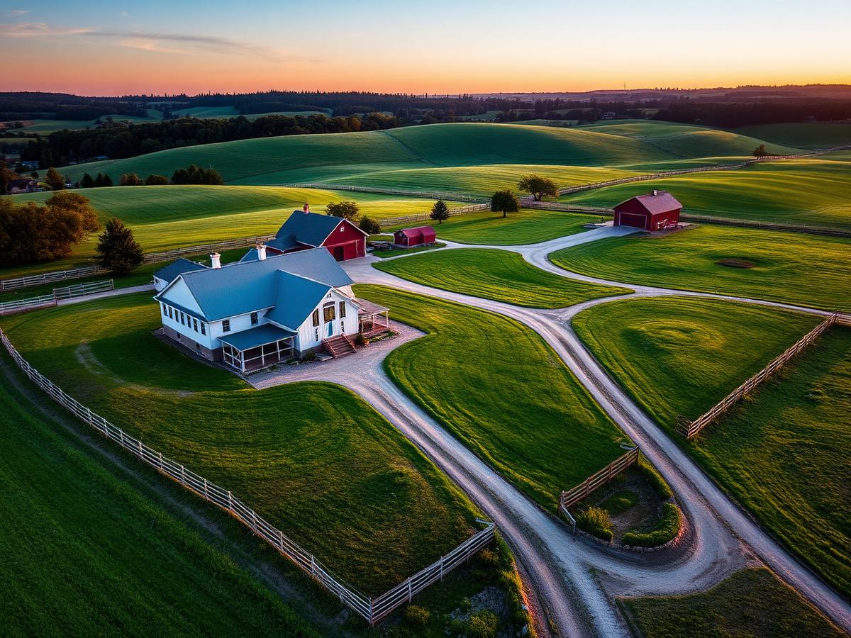 Kentucky farm at sunset